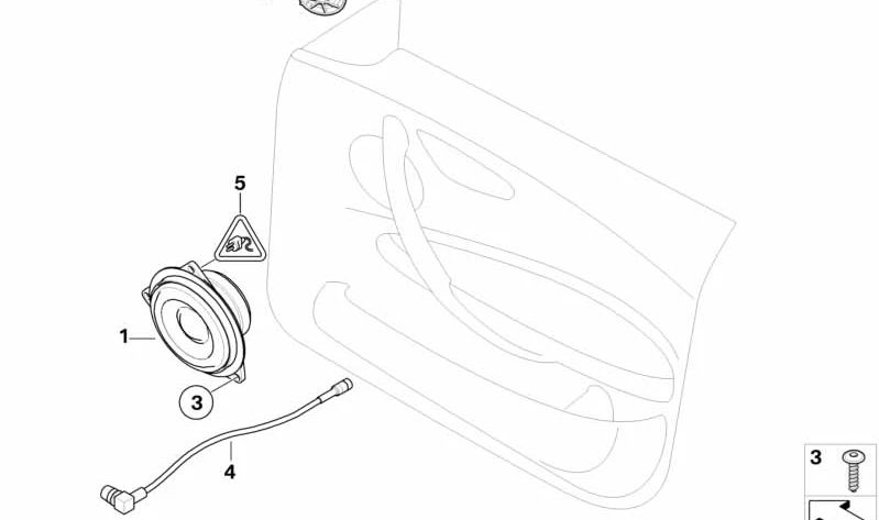 Altavoz de sonido medio OEM 65139143232 para BMW (E81, E82, E87, E88, E90, E91, E92, E93, E84). Original BMW.