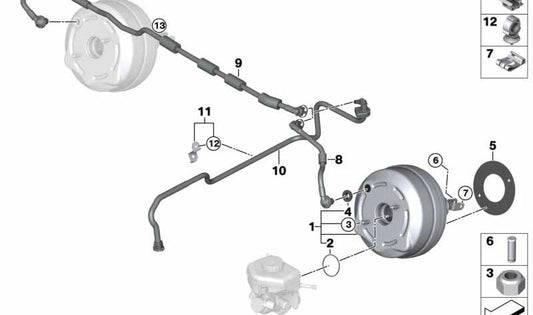 Tubo de vacío con válvula de retención OEM 11667850595 para BMW F87, F80, F82, F83. Original BMW