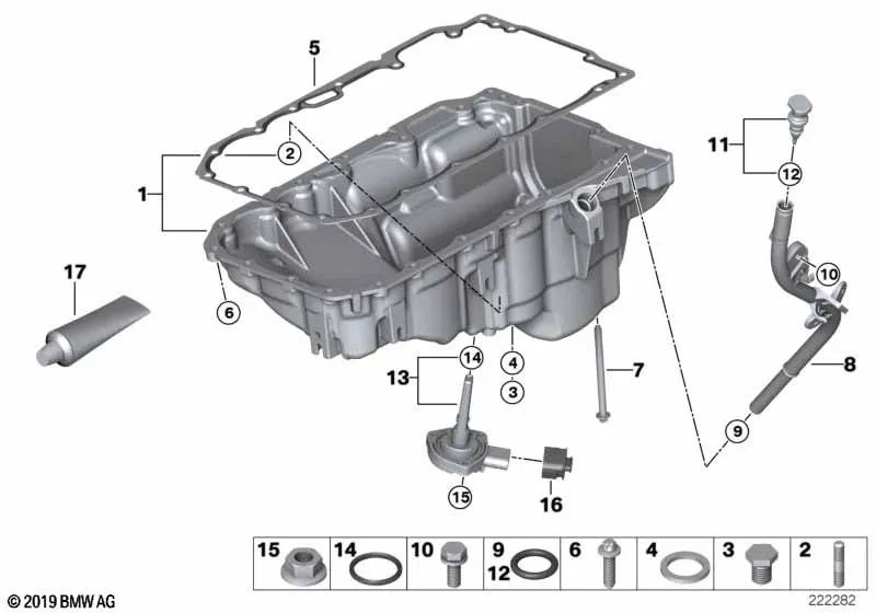 Oil pan for BMW E83N (OEM 11137803072). Genuine BMW