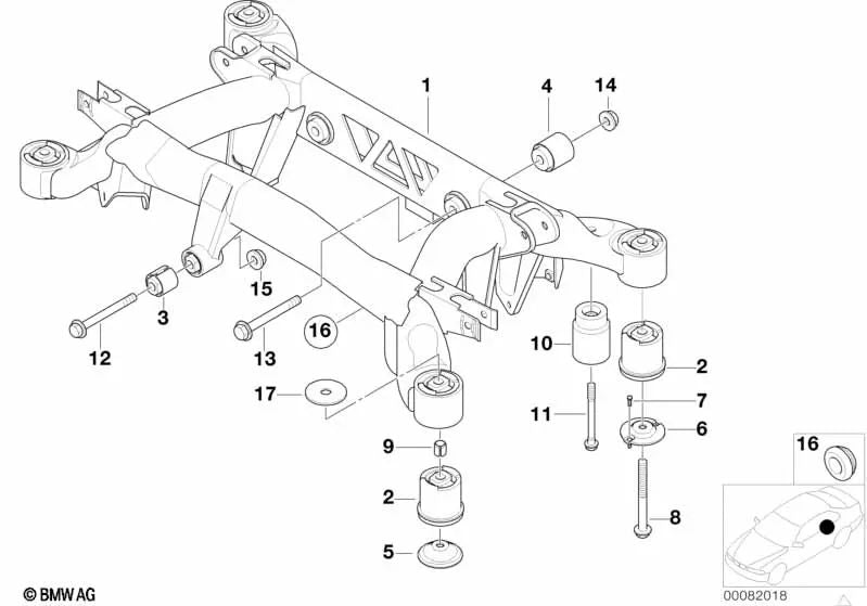 Pasamuros de goma para BMW E36, E38, E31, E83N (OEM 34411160117). Original BMW