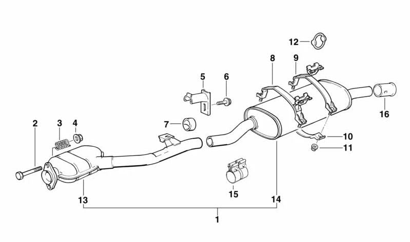 Silenciador trasero para BMW Serie 3 E30 (OEM 18129068568). Original BMW