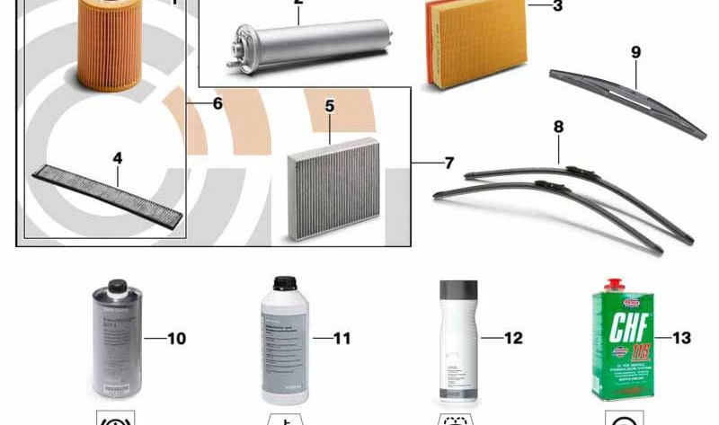 Kit de servicio OEM 88002413117 (filtros y aceite) para BMW E70, E71. Original BMW.