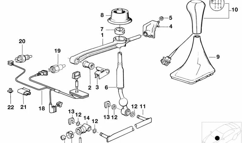 Levier de changement OEM 2511227848 pour BMW (Modèles compatibles: E34). BMW d'origine.