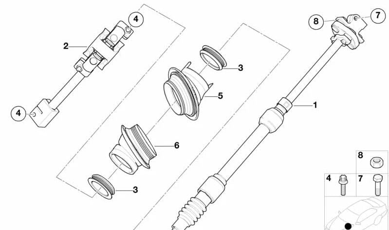 Doble articulación para BMW E53 (OEM 32306762277). Original BMW