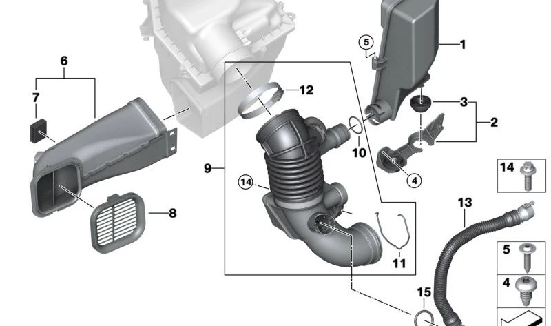 OEM admission duct 13718577168 for BMW G30, G31, G11, G12. Original BMW.