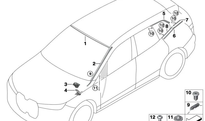 **Moldura embellecedora izquierda OEM 51137954433 para BMW Serie 3 (E90, E91, E92, E93). Original BMW.**