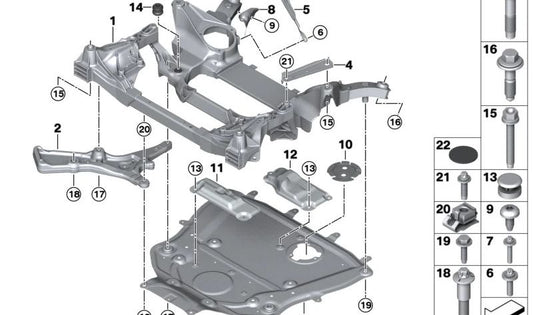 Vorderachsträger para BMW Serie 7 G70 (OEM 31106861970). Original BMW.