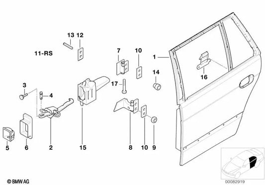 Right door brake cover for BMW E39 (OEM 51228163986). Original BMW.