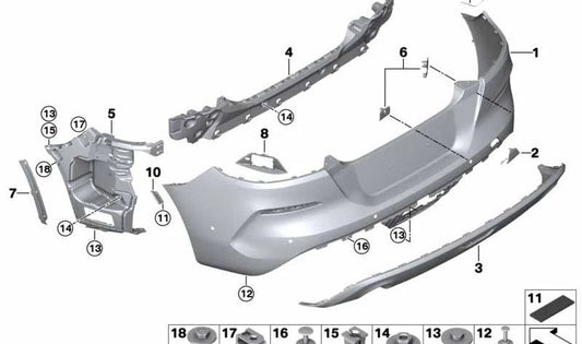 Soporte para sensor parking trasero PDC/PMA OEM 51129465219 para BMW Z4 G29. Original BMW.