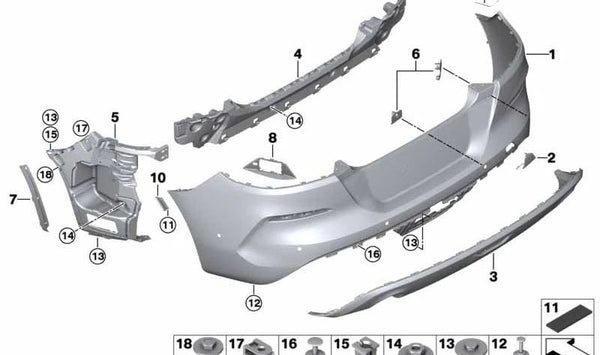 Soporte para sensor parking trasero PDC/PMA OEM 51129465219 para BMW Z4 G29. Original BMW.