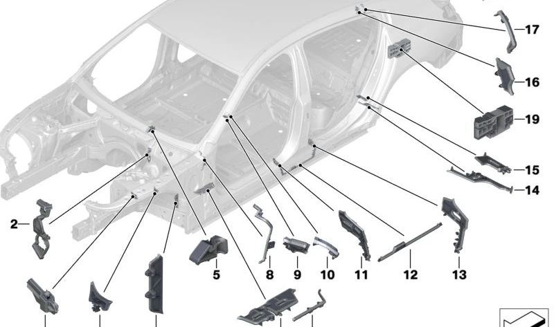 Pieza del larguero izquierda para BMW F91, F92, F93, G14, G15, G16 (OEM 41007454221). Original BMW