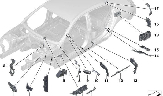 Left Side Wind Deflector Molded Part for BMW 8 Series F91, F92, F93, G14, G15, G16 (OEM 41007416921). Original BMW