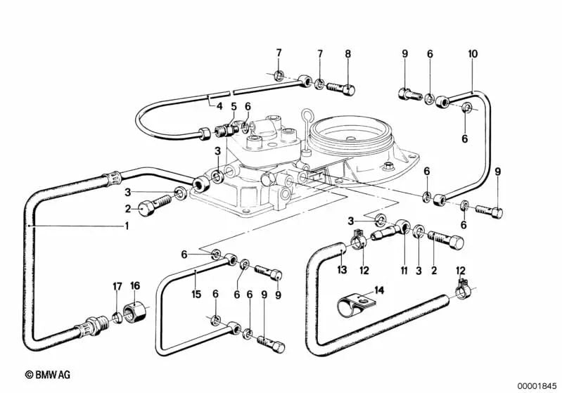 Línea de retorno de combustible para BMW Serie 3 E21, Serie 5 E12 (OEM 13311264815). Original BMW.