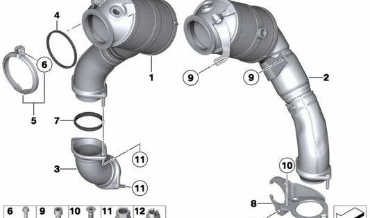 Support de catalyseur près du moteur OEM 18327595542 pour BMW F07, F10, F11, F12, F13, F01, F02, F04, E70, E71, E72. BMW d'origine.