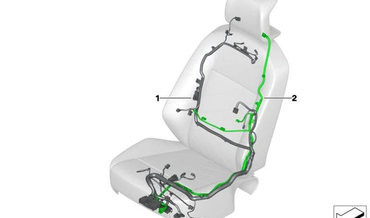 Executive Lounge Right Seat Wiring Harness for BMW 7 Series G70 (OEM 61125A757A6). Original BMW.