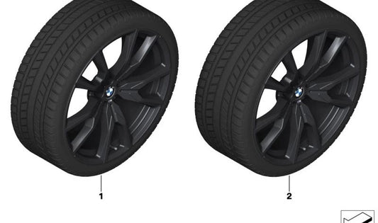 Full Winter Wheel Game Jet Black OEM 36115A6D1F1 für BMW G07 (x7). Original BMW.