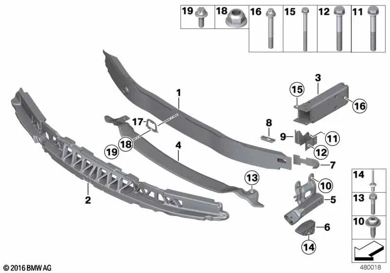 Amortiguador delantero para BMW F30N, F31N (OEM 51117396916). Original BMW.