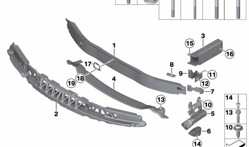 Soporte delantero del parachoques OEM 51647634242 para BMW F31 (Series 3 Touring). Original BMW.