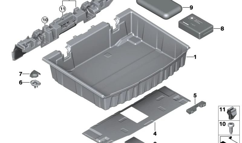 Bandeja organizadora para maletero OEM 51479462248 para BMW Serie 1 (U06). Original BMW.