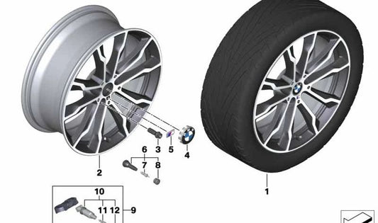 Roda de liga leve preta OEM 36107916265 para BMW G01, G08, G02. BMW originais.