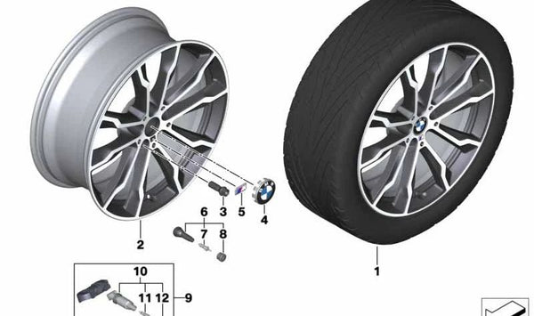 Llanta de aleación jetblack OEM 36107916265 para BMW G01, G08, G02. Original BMW.