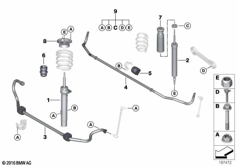 Cojinete de Apoyo para BMW Serie 1 E81, E82, E87, E88, Serie 3 E90, E91, E92, E93, Serie 5 E60, E61, X1 E84 (OEM 31306775098). Original BMW.