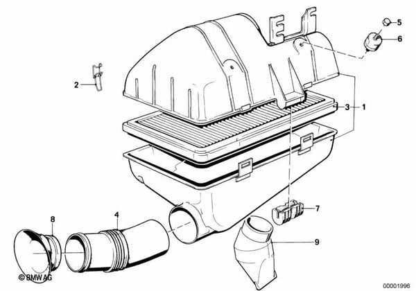 Silenciador de ruido de admisión para BMW E30, E28 (OEM 13711726966). Original BMW.