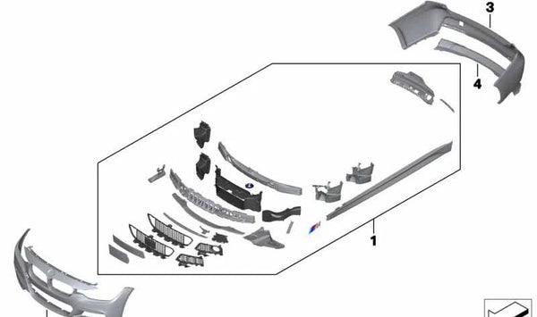 Revestimiento de Parachoques Imprimado Delantero para BMW Serie 3 F30, F31, F35 (OEM 51118067942). Original BMW