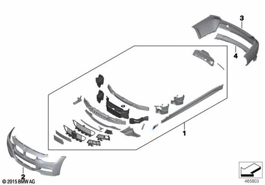 Revestimiento parachoques imprimado trasero para BMW F31, F31N (OEM 51128056577). Original BMW