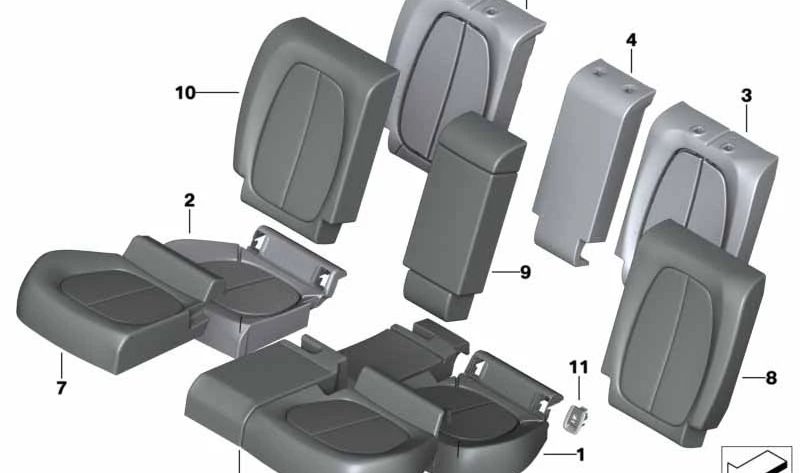 Funda de asiento de cuero derecha para BMW Serie 2 F46, F46N (OEM 52207466850). Original BMW