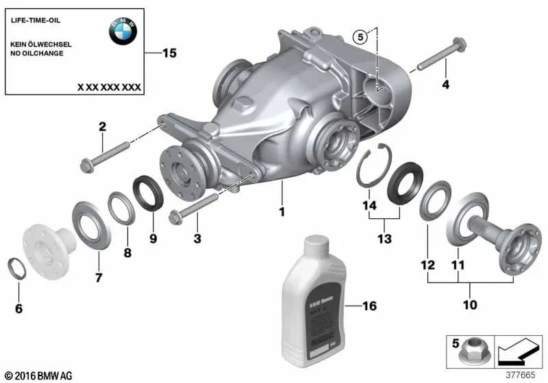 Hinterachsgetriebe para BMW Serie 1 E81, E87N, E88 Serie 3 E90, E90N, E93, E93N (OEM 33107555315). Original BMW.