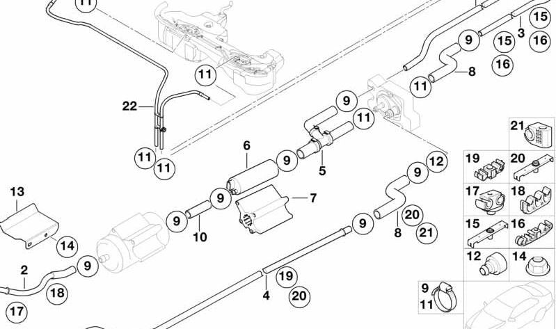 Placa de soporte para BMW Serie 3 E46, X3 E83, E85, Z8 E52 (OEM 16127195327). Original BMW