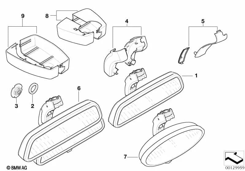 Espejo interior EC / LED para BMW Serie 3 E46 (OEM 51167115776). Original BMW