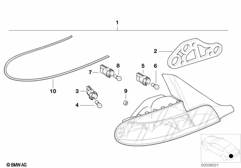 Junta de luz trasera para BMW E46, E90, F30, F34 (OEM 63218386162). Original BMW