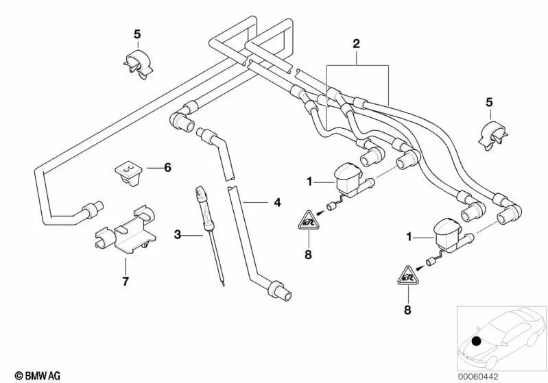 Tubo de lavado intensivo para BMW Serie 5 E39 (OEM 61608364209). Original BMW.