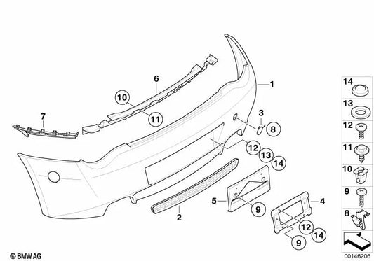 Revestimiento parachoques trasero imprimado para BMW Z4 E85, E86 (OEM 51128040342). Original BMW.