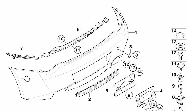 Paragolpes trasero imprimado OEM 51128040341 para BMW Z4 (E85, E86). Original BMW.