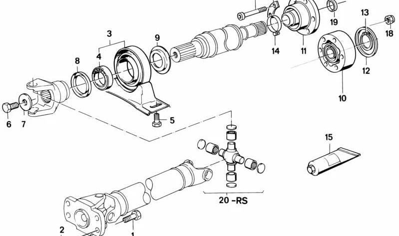 Kit de reparación de la junta universal para BMW Serie 3 E30, Serie 5 E12, E28, E34, Serie 6 E24, Serie 7 E23, E32 (OEM 26117518304). Original BMW