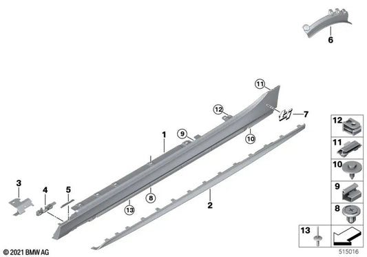 Cubierta faldón inferior derecha para BMW Serie 1 F40 (OEM 51129850694). Original BMW.