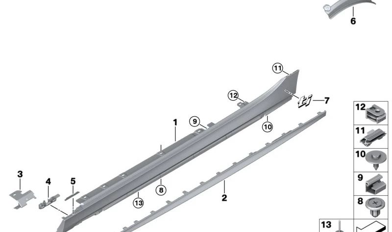 Pegatina izquierda para BMW F40 (OEM 51775A1E823). Original BMW