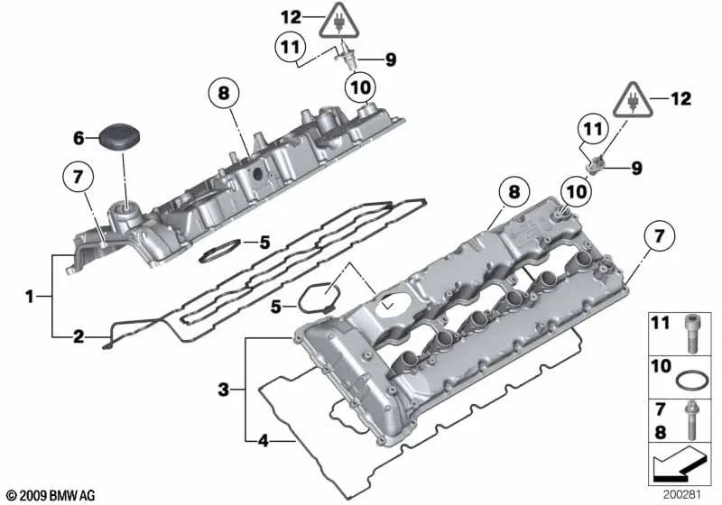 Tapa de Cilindro para BMW F01, F02 (OEM 11127587738). Original BMW