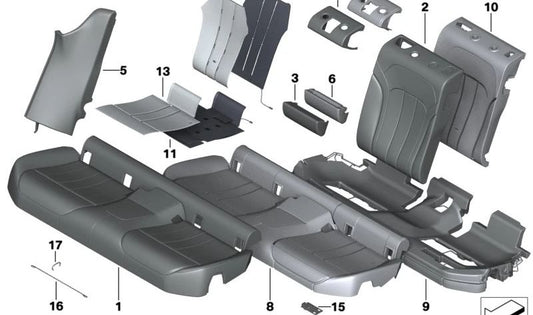 Espuma de soporte derecho del respaldo OEM 52207386060 para BMW G31, G32. Original BMW.