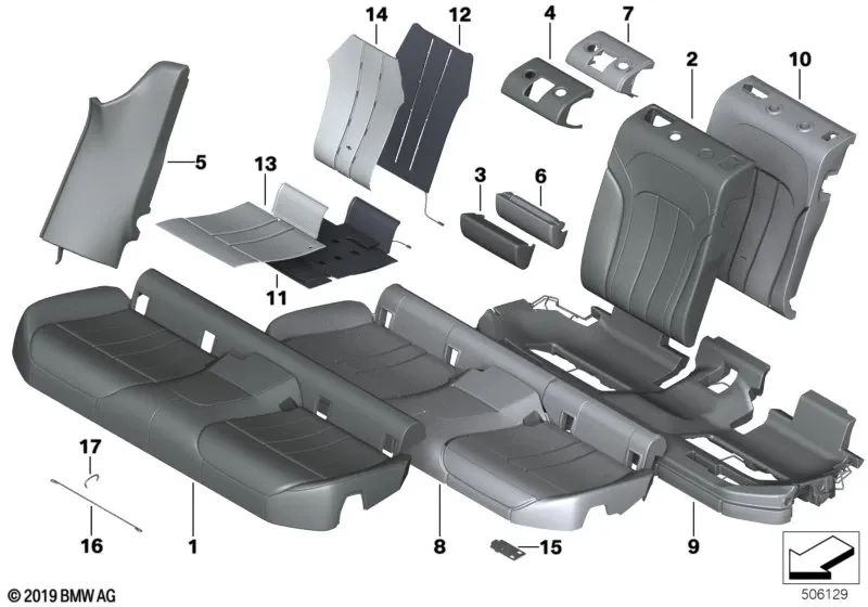 Calefacción de asiento superficie izquierda para BMW Serie 5 G31, G31N, Serie 6 G32, G32N (OEM 52207397837). Original BMW.