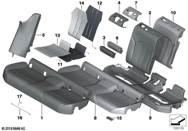 Inserto asiento trasero para BMW G32, G32N (OEM 52207424746). Original BMW