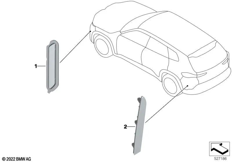 Reflector de marcas laterales derecho para BMW G09 (OEM 63149850168). Original BMW.