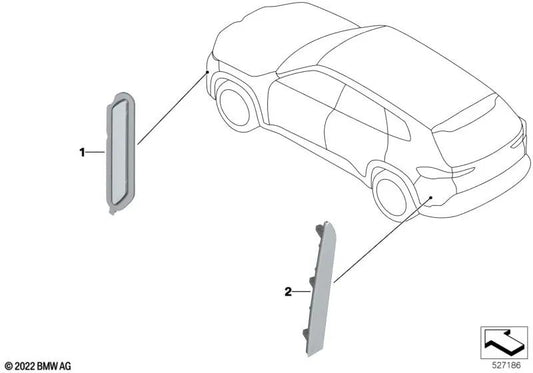 Right side marker reflector for BMW G09 (OEM 63149850168). Original BMW.