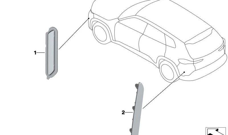 Right reflector for BMW G09 XM (OEM 63149878970). Original BMW