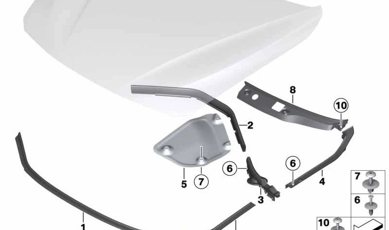 Junta lateral izquierda OEM 51768061843 para BMW F80, F82, F83. Original BMW.