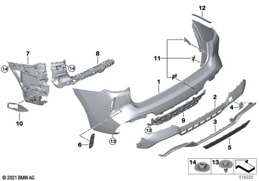 Rejilla del parachoques trasero para BMW F97 (OEM 51128073345). Original BMW