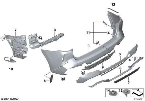 Carcasa Parachoques trasero para BMW X3 F97N (OEM 51127885216). Original BMW.